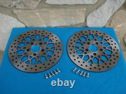 11.8 Satin Mesh Front Brake Rotor Pair For Harley Flt Bagger With Free Bolts