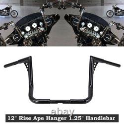 12 Rise Ape Hangers Bars Handlebars Fit For Harley Touring Street Electra Glide