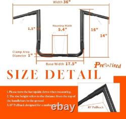 14 Rise Handlebars 1-1/2 Bagger Ape Hangers for 1996-2023 Harley-Davidson