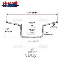 1-1/4 Chrome 12 Monkey Bagger Bar Handlebars For Harley Touring FLHX FLH 86-22