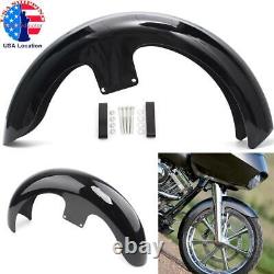 21Wheel Wrap Front Fender Fit For Harley Touring Road Glibe Bagger Vivid Black