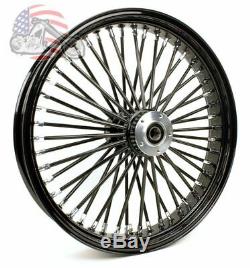 21 x 3.5 48 Fat King Spoke Front Wheel Black Rim Harley Touring Bagger 08-2020