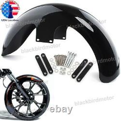 23 Wrap Front Fender Gloss Black For Harley Touring Electra Road Glide Baggers