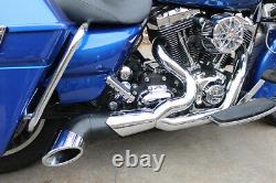 2 Into 1 Performance Pipe Oval Side Dump Pipes Harley Touring Bagger, Flt 96-16