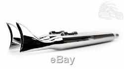 36 Chrome Fishtail Exhaust Slip On Mufflers 95-16 Harley Touring Bagger Dresser