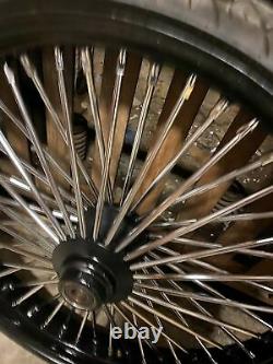3.5 x 26 Fat Spoke Big Wheel Bagger Softail Chopper W tire Harley Custom Black