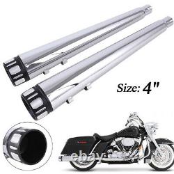 4 Chrome Slip On Muffler Exhaust Pipe for Harley Touring 1995-2016 Street Glide