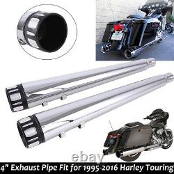 4 Chrome Slip On Muffler Exhaust Pipe for Harley Touring 1995-2016 Street Glide