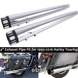 4 Chrome Slip On Muffler Exhaust Pipe for Harley Touring 1995-2016 Street Glide