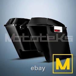 5 Saddlebags Saddlebag Stretched Extended Black For Harley Touring Bagger Set