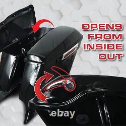 5 Saddlebags Saddlebag Stretched Extended Black For Harley Touring Bagger Set
