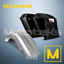 5 Saddlebags Stretched Extended Black For Harley Touring Bagger With Fender