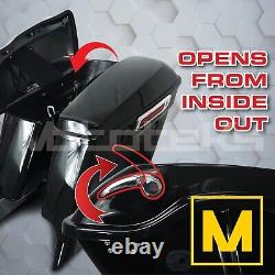 5 Saddlebags Stretched Extended Black For Harley Touring Bagger With Fender