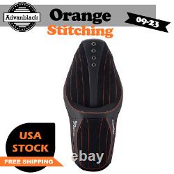 Advanblack SIK Baggers Orange Stitching Seat For 2009-2023 Harley Touring
