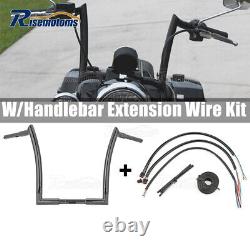 Black 12'' Monkey Bagger Handlebars + Extension Kit For Harley Road King 14-22