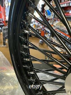Black 21X3.5 Fat King Spoke Front Wheel Rim Softail Bagger Touring Harley Herita