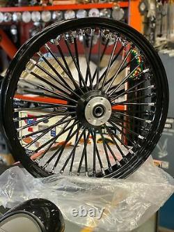 Black 23X3.5 Fat King Spoke Front Wheel Rim Softail Bagger Touring Harley Herita