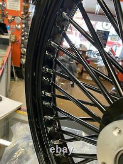 Black 23X3.5 Fat King Spoke Front Wheel Rim Softail Bagger Touring Harley Herita
