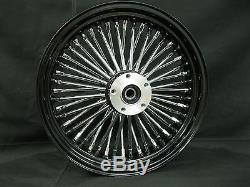 Black/Chrome 48 King Spoke 16 x 3.5 Front Dual Disc Wheel Harley Bagger Custom