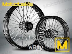 Black Fat Spoke Wheel 21x3.5 & 16x3.5 For Harley Touring Bagger Models 2000-2008