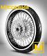 Black Fat Spoke Wheel 21x3.5 For Harley Touring Bagger Rotors White Tire Mounted