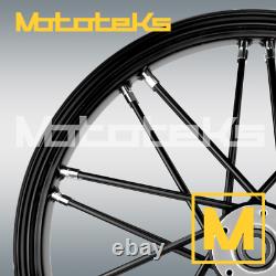 Black Harley Fat Spoke Wheel 21x3.5 Nova Fits Touring Bagger 2000-up Tire Rotors