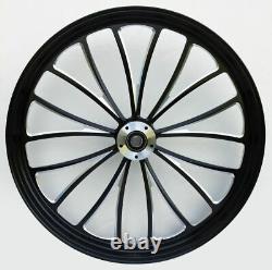 Black Manhattan 26 x 3.5 Billet Front Wheel Rim Harley Touring Dual Disc Bagger