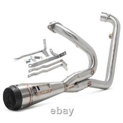 Brushed 2 Into 1 Shorty Exhaust Pipe For Harley Touring Road Glide King 2017-20