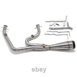 Brushed 2 Into 1 Shorty Exhaust Pipe For Harley Touring Road Glide King 2017-20