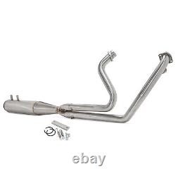 Brushed 2 into 1 Full Length Exhaust Pipe for Harley Touring Bagger Glide 95-16