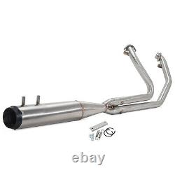 Brushed 2 into 1 Full Length Exhaust Pipe for Harley Touring Bagger Glide 95-16