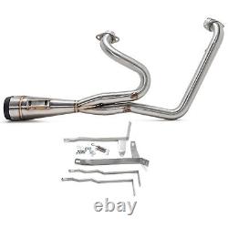 Brushed 2 into 1 Shorty Exhaust Pipe for Harley Bagger M8 Street Glide 2017-2024