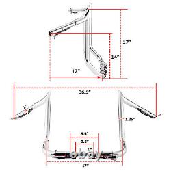 Chrome 14 Pre-Wired Handlebars For Harley Bagger Touring CVO Street Glide 14-23
