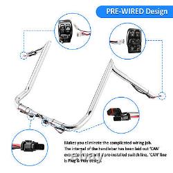 Chrome 14 Pre-Wired Handlebars For Harley Bagger Touring CVO Street Glide 14-23