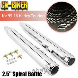 Chrome 3.5 Slip-On Exhaust Mufflers For Harley Touring Dress Bagger 95-2016