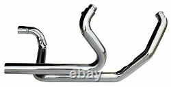 Chrome True Duals Dual Head Pipes Headers Exhaust 09-2016 Harley Touring Bagger