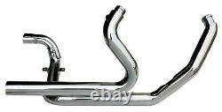 Chrome True Duals Dual Head Pipes Headers Exhaust 95-2008 Harley Touring Bagger