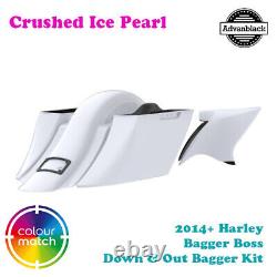 Crushed Ice Pearl Bagger Boss Down & Out Kit for 14+ Harley Road Glide