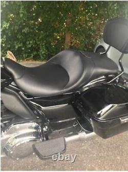 Danny Gray Tourist Air Black Leather 2up Seat 2008-2022 Harley Touring Bagger