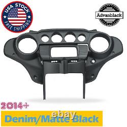 Denim Black Batwing Inner Dash Fairings Cap Bagger For 2014+ Harley Davidson