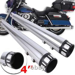 Dna For Harley Touring Megaphone Slip On Mufflers Exhaust Pipes 1995-2016 Chrome