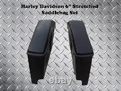 Harley 6 Extended Stretched Saddlebags withLids Softail & Touring Bagger Bikes