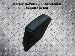 Harley 6 Extended Stretched Saddlebags withLids Softail & Touring Bagger Bikes