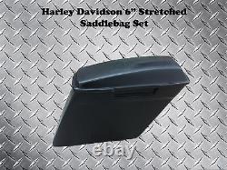 Harley 6 Extended Stretched Saddlebags withLids Softail & Touring Bagger Bikes