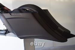 Harley 7 Down, Out 14 Back Stretched Saddlebags And Overlay Fender 97-08 FLH