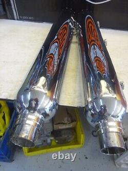 Harley Davidson BAGGER'S MULTI-FIT CHROME USED BILLET BLACK TIP EXHAUST MUFFLERS