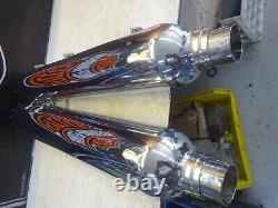 Harley Davidson BAGGER'S MULTI-FIT CHROME USED BILLET BLACK TIP EXHAUST MUFFLERS