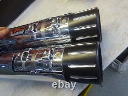 Harley Davidson BAGGER'S MULTI-FIT CHROME USED BILLET BLACK TIP EXHAUST MUFFLERS