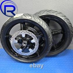 Harley Touring Blackout Helix Wheels Rotors NEW Tires Package 2009+ HD Baggers