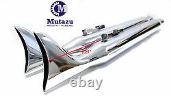 Mutazu 36 Chrome Fish tail Exhaust Slip On Mufflers 95-16 Harley Touring Bagger